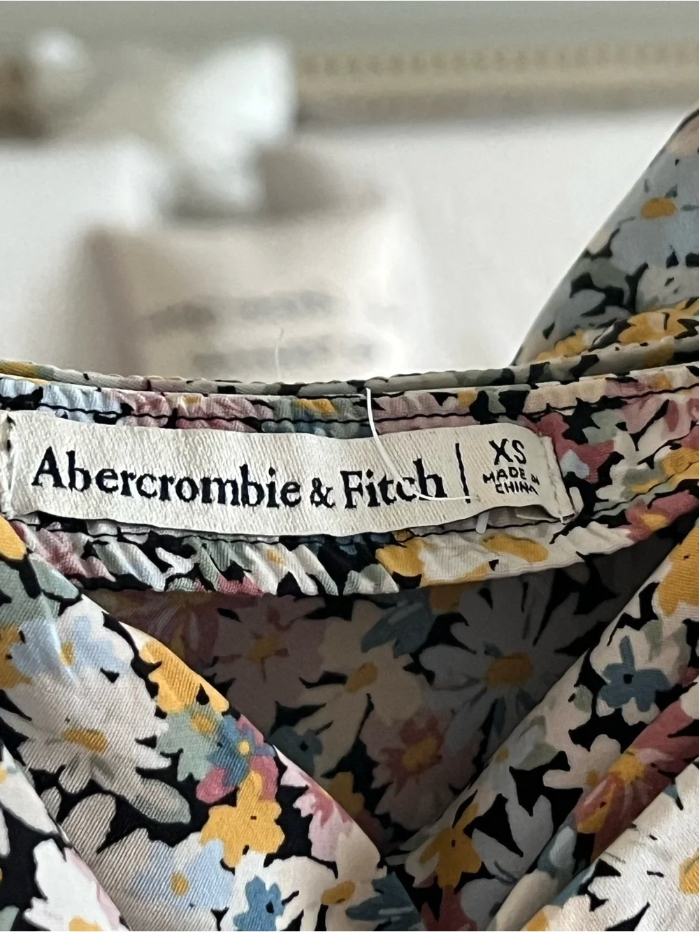 Abercrombie & Fitch Black Floral Slip Dress with Yellow and Pink Accents